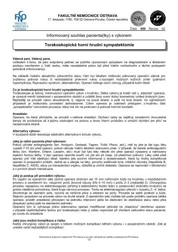 Torakoskopická horní hrudní sympatektomie - Fakultní nemocnice ...
