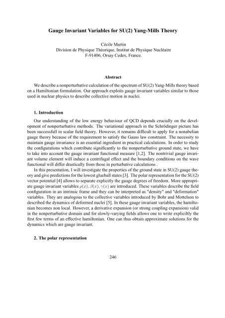 Gauge Invariant Variables for SU(2) Yang-Mills Theory