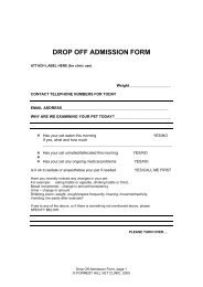 DROP OFF ADMISSION FORM - Forrest Hill Veterinary Clinic