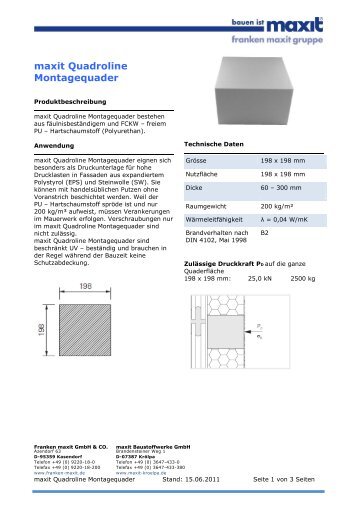 maxit Quadroline Montagequader - maxit Baustoffwerke GmbH