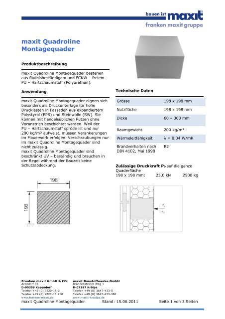 maxit Quadroline Montagequader - maxit Baustoffwerke GmbH