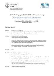 2. Zürcher Tagung zur Frühkindlichen Bildungsforschung - Marie ...