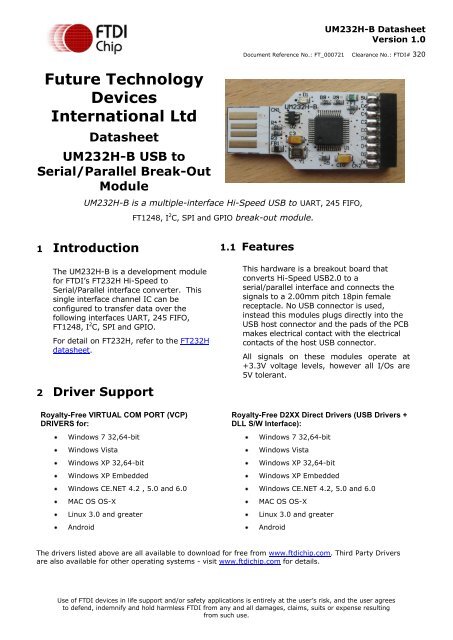 USB-RS232-PCBA FTDI, Future Technology Devices International Ltd