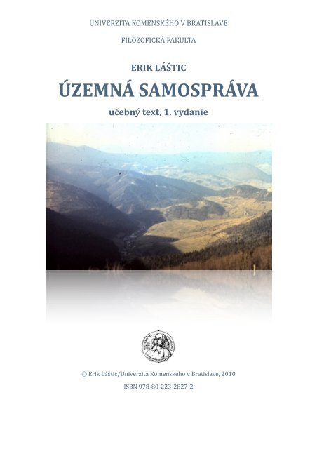 Územná samospráva (učebný text) - Filozofická fakulta UK ...