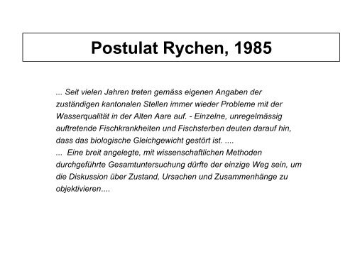 Problemfaktoren für das Gewässer Alte Aare und seinen ... - Fischnetz