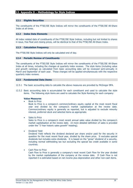 FTSE JSE Africa Index Series Ground Rules v3.0x