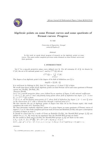 Algebraic points on some Fermat curves and some quotients of ...