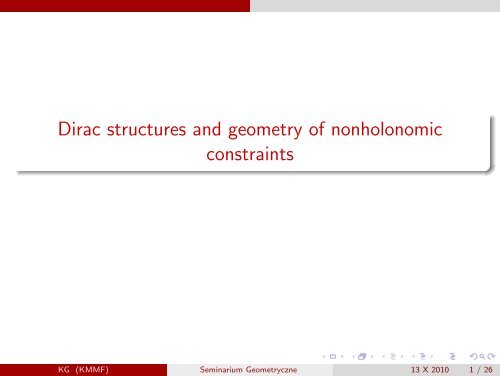 Dirac structures and geometry of nonholonomic constraints