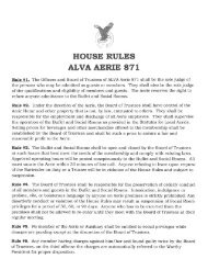 HOUSE RULES ALVA AERIE 871 - Fraternal Order of Eagles