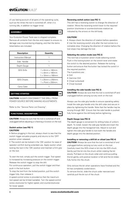 Instruction Manual - Evolution Power Tools Ltd.