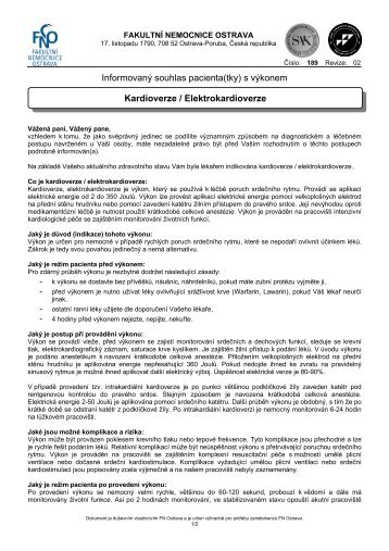 Kardioverze / Elektrokardioverze - Fakultní nemocnice Ostrava