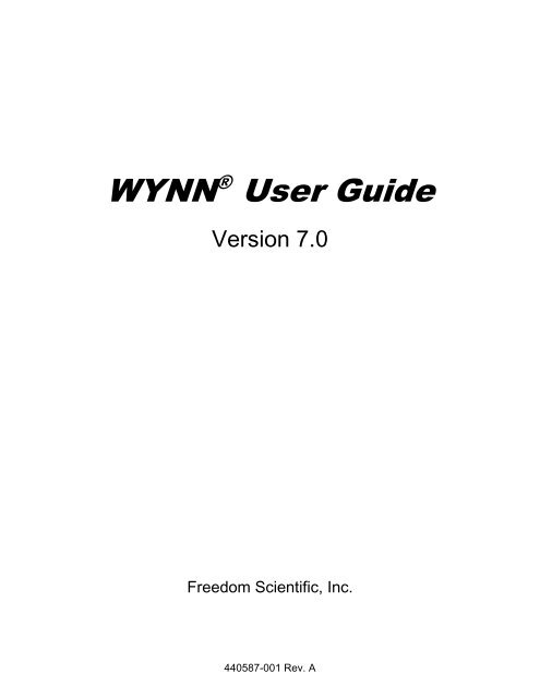 WYNN 7.0 User Guide - Freedom Scientific