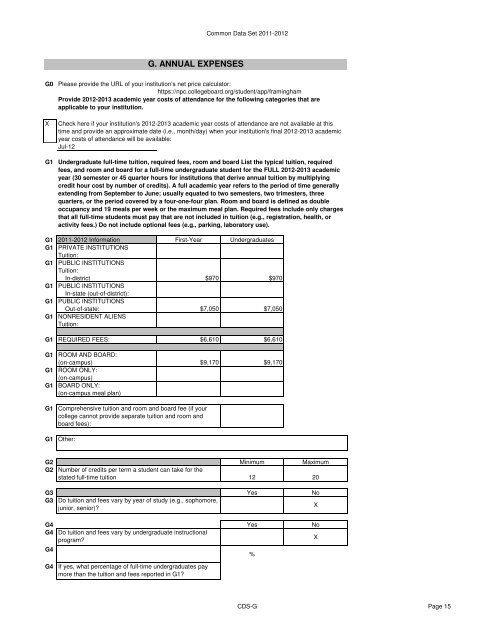 2011-2012 Common Data Set - Framingham State University