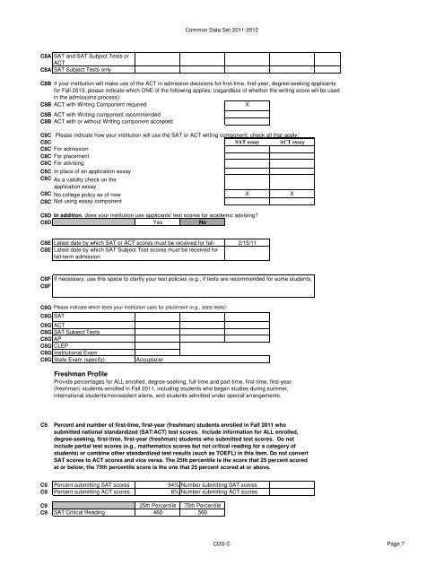 2011-2012 Common Data Set - Framingham State University