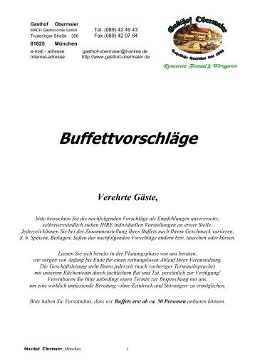 Buffettvorschläge - Gasthof Obermaier