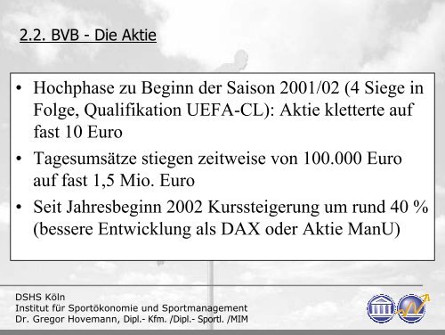 Bedingungen und Perspektiven von Börsengängen im Profisport im ...