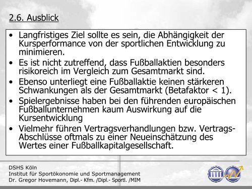 Bedingungen und Perspektiven von Börsengängen im Profisport im ...