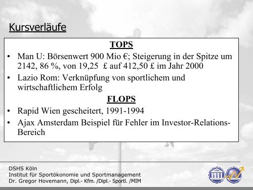 Bedingungen und Perspektiven von Börsengängen im Profisport im ...