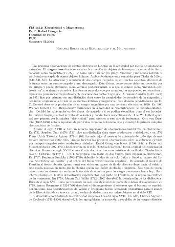 Electricidad y Magnetismo Prof. Rafael Benguria Facultad de Fsica ...