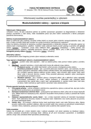 operace a biopsie - Fakultní nemocnice Ostrava