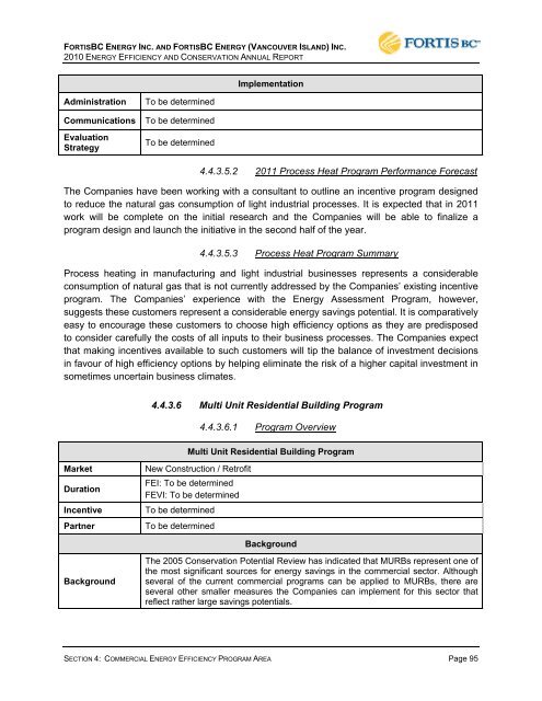 FEI-FEVI 2010 EEC Report filed March 31, 2011 - FortisBC