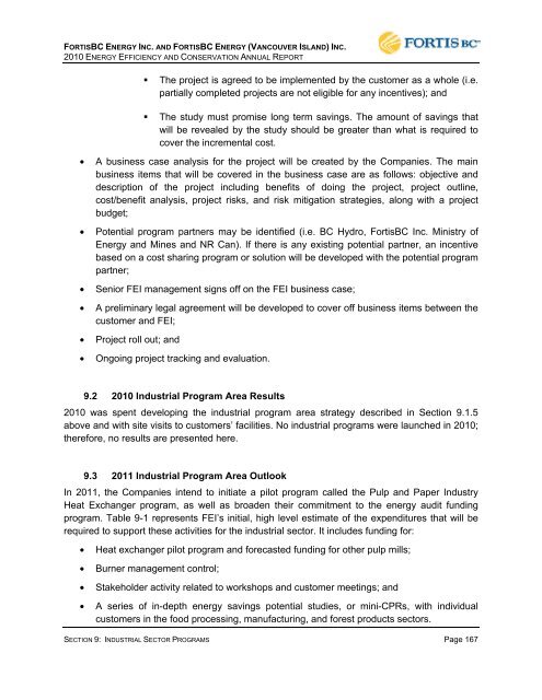 FEI-FEVI 2010 EEC Report filed March 31, 2011 - FortisBC