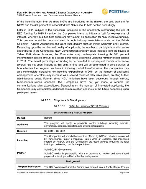 FEI-FEVI 2010 EEC Report filed March 31, 2011 - FortisBC