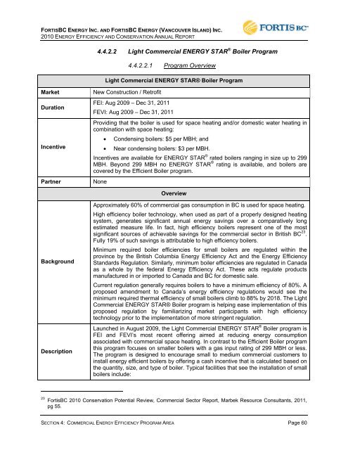 FEI-FEVI 2010 EEC Report filed March 31, 2011 - FortisBC