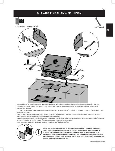 Napoleon built in BBQ BILEX485 Anleitung - Gardelino