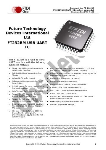 FT232BM Data Sheet - FTDI