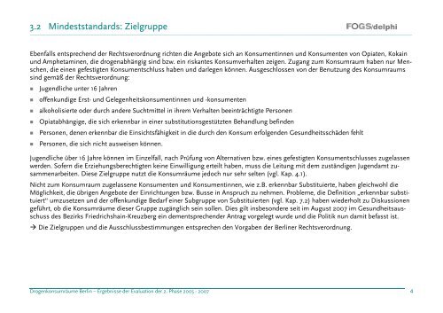 Die Drogenkonsumräume in Berlin Ergebnisse der Evaluation 2005