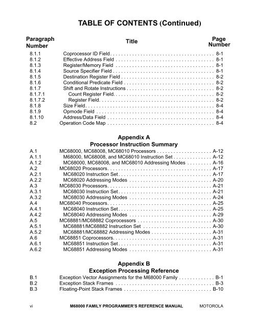 MOTOROLA M68000 FAMILY Programmer's Reference ... - Freescale