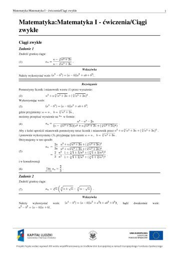 Matematyka:Matematyka I - ćwiczenia/Ciągi zwykłe