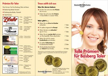 Tolle Prämien für Basberg Taler -  Basberg-Apotheke