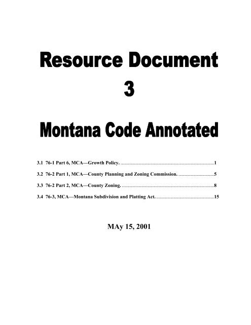 Montana Code Annotated - Gallatin County, Montana