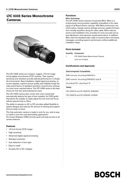 LTC 0335 Series Monochrome Cameras