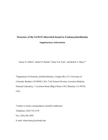 Structure of the SAM-II riboswitch bound to S-adenosylmethionine