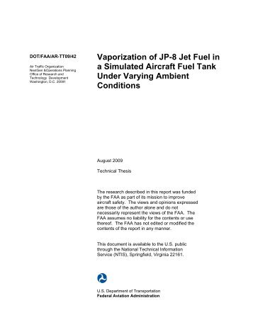 Vaporization of JP-8 Jet Fuel in a Simulated Aircraft Fuel Tank ...