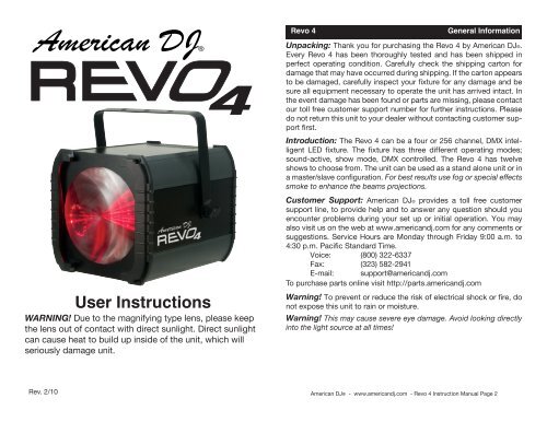 American DJ Revo 4 Manual - zZounds.com