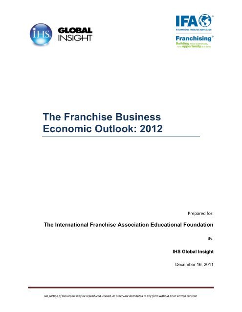 The Franchise Business Economic Outlook: 2012 - International ...