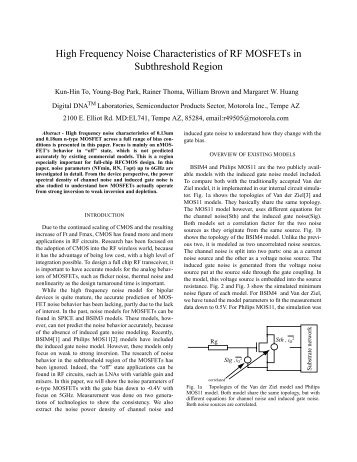 High Frequency Noise Characteristics of RF MOSFETs in - Freescale