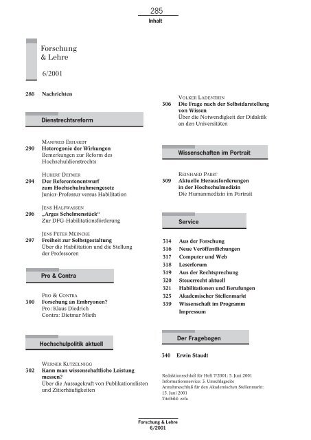 Akademischer Stellenmarkt - Forschung & Lehre