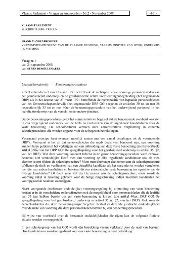 Vlaams Parlement - Vragen en Antwoorden - Nr.2 - GO! onderwijs ...