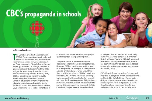 CBC's propaganda in schools - Fraser Institute