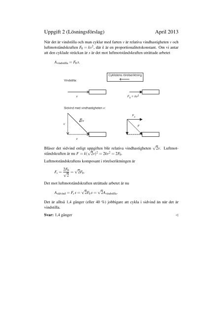 Gamla Månadens problem (pdf) - Svenska Fysikersamfundet