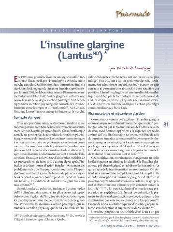 L'insuline glargine