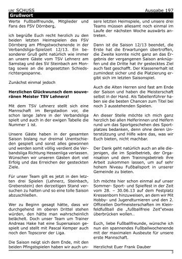 Ausgabe 197 Grußwort - FSV Dörnberg