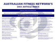 Australian Fitness Network's 2003 Article Index