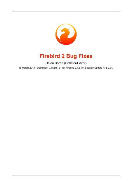Firebird 2 Bug Fixes