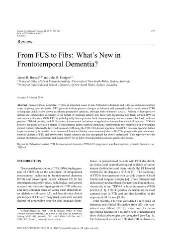 From FUS to Fibs: What's New in Frontotemporal ... - IOS Press